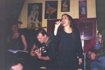 No Bar Valentino (primeiro palco que Lia subiu como artista) com Gegê Félix, Marília Moura e Millany (novembro de 1997)
